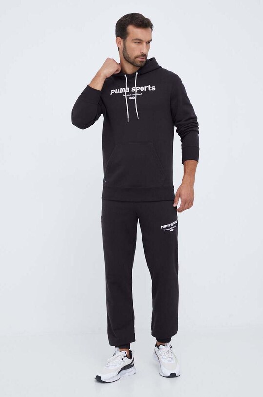 Βαμβακερό παντελόνι Puma 621328 μαύρο AW23