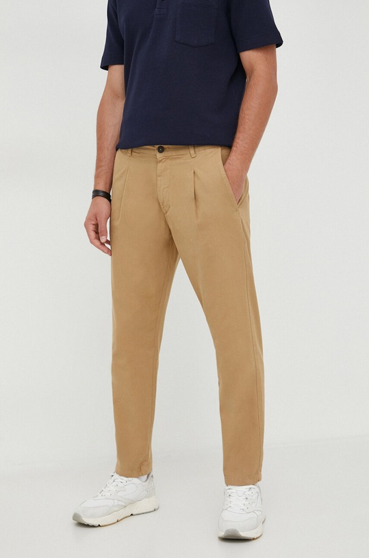 United Colors of Benetton pantaloni de bumbac drept bej 48YBUF03K.25R