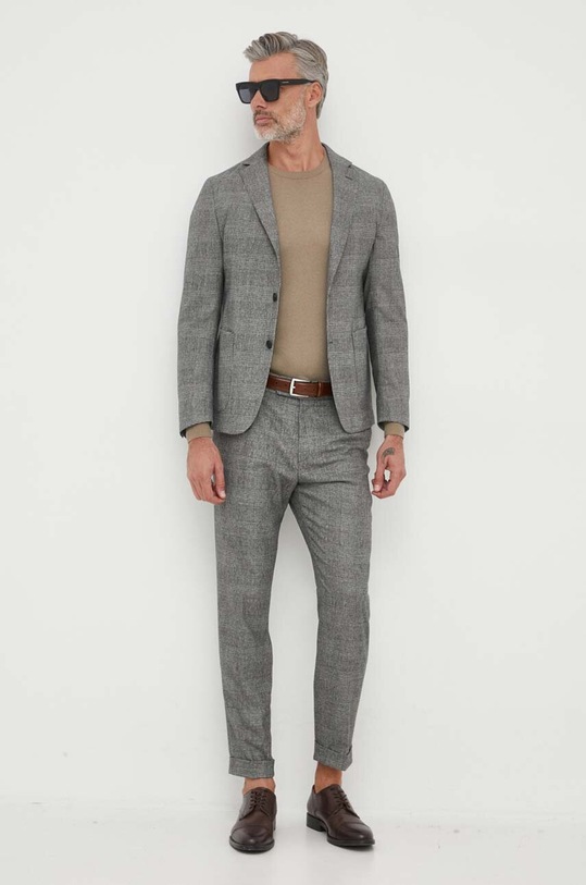 BOSS spodnie z domieszką wełny tkanina czarny 50503221