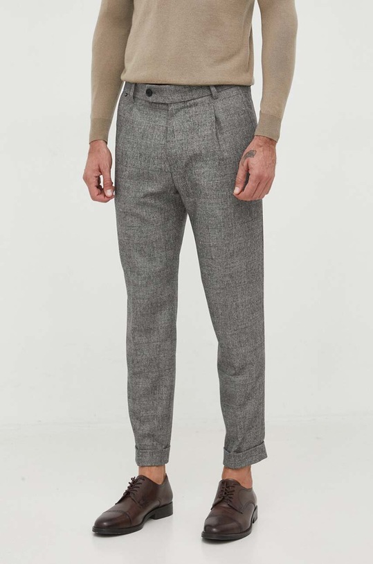 BOSS spodnie z domieszką wełny 50503221 czarny AW23