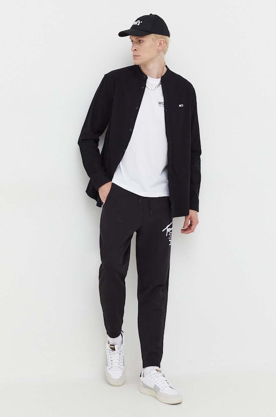 Βαμβακερό παντελόνι Tommy Jeans DM0DM17693 μαύρο AW23