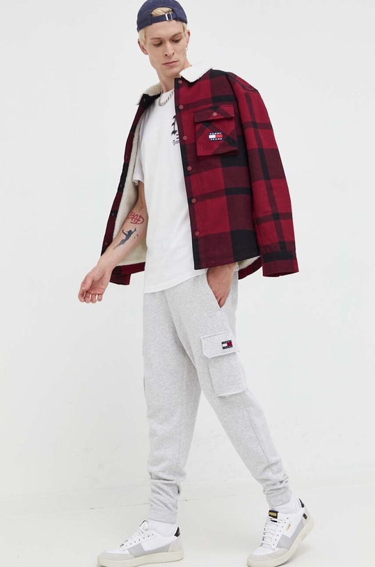 Tommy Jeans spodnie dresowe bawełniane DM0DM17694 szary AW23