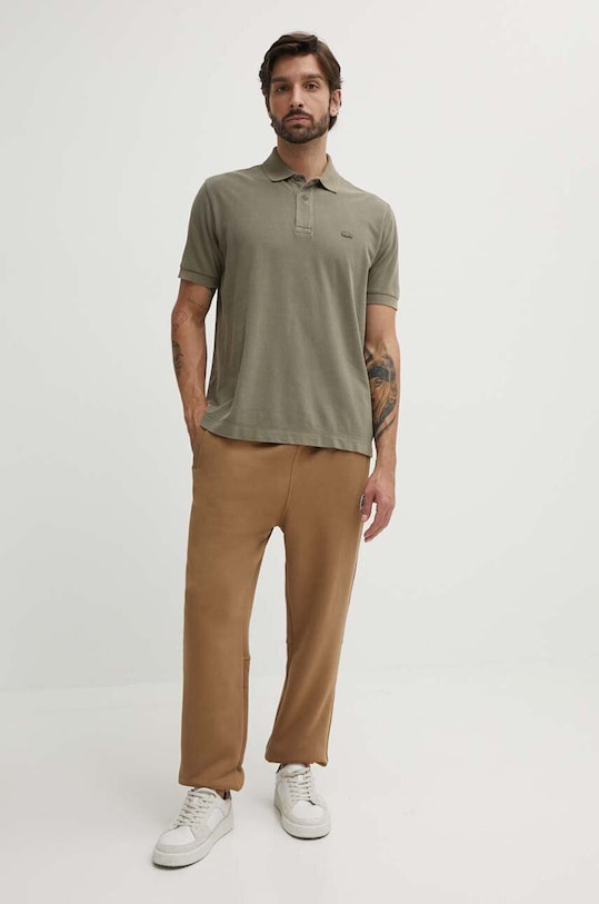 Lacoste spodnie dresowe bawełniane XH0075 brązowy SS24