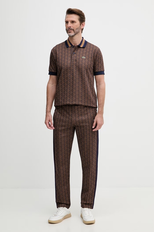 Lacoste spodnie dresowe męskie z bawełną XH1440 brązowy SS26