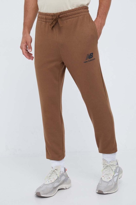 Спортен панталон New Balance трикотаж кафяв MP31539DHE