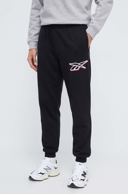Reebok spodnie dresowe dzianina czarny 100071092