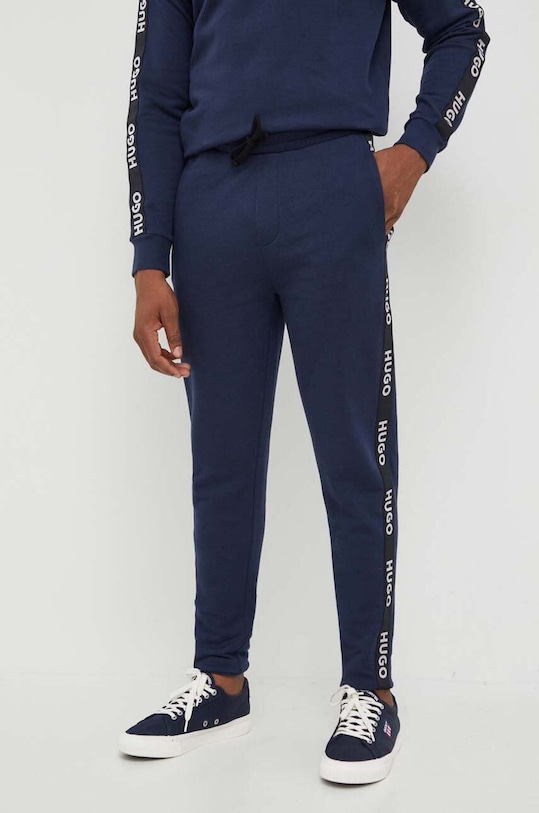 HUGO spodnie bawełniane lounge niebieski 50496995