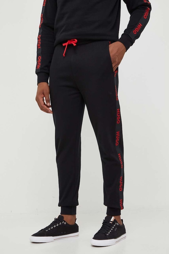 Бавовняні штани лаунж HUGO 50496995 чорний AW23