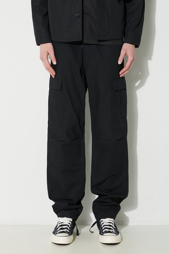 Бавовняні штани Carhartt WIP гладкий чорний I032468.8902