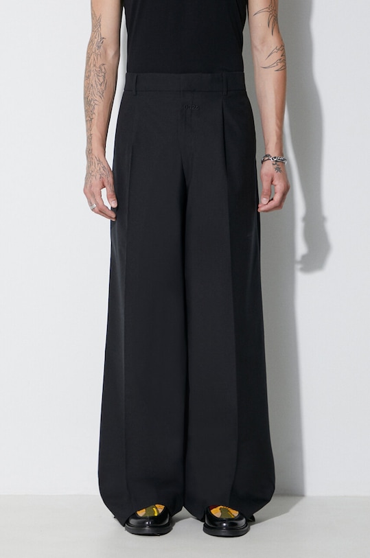 032C wool trousers fabric black FW23.W.3120