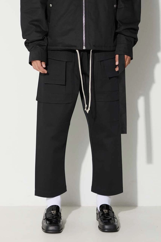 Хлопковые брюки Rick Owens гладкий чёрный DU02C5371.TW