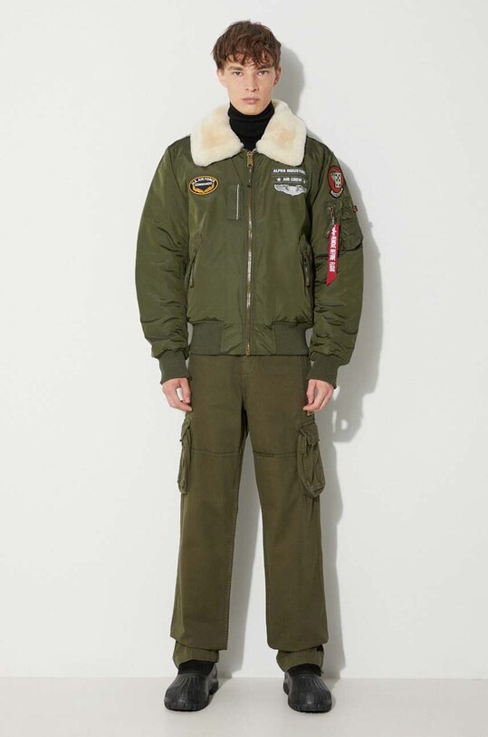 Bavlnené nohavice Alpha Industries Jet Pant 101212.142 zelená SS25