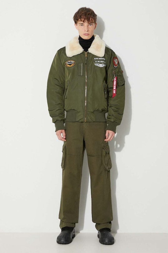 Βαμβακερό παντελόνι Alpha Industries 101212.142 πράσινο SS25