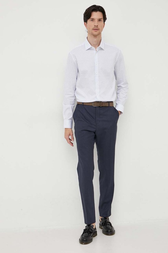 Μάλλινα παντελόνια Calvin Klein K10K112052 σκούρο μπλε AW23