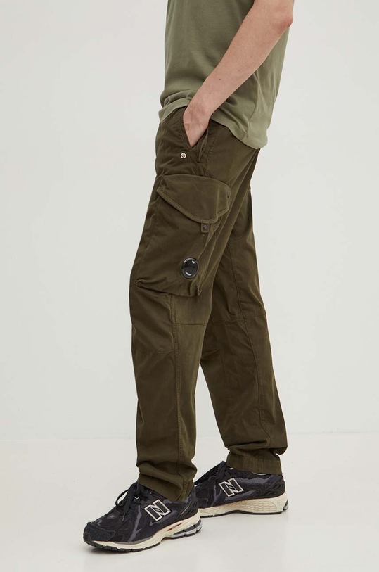 C.P. Company spodnie STRETCH SATEEN LOOSE CARGO PANTS z elastanem zielony 15CMPA123A005529G