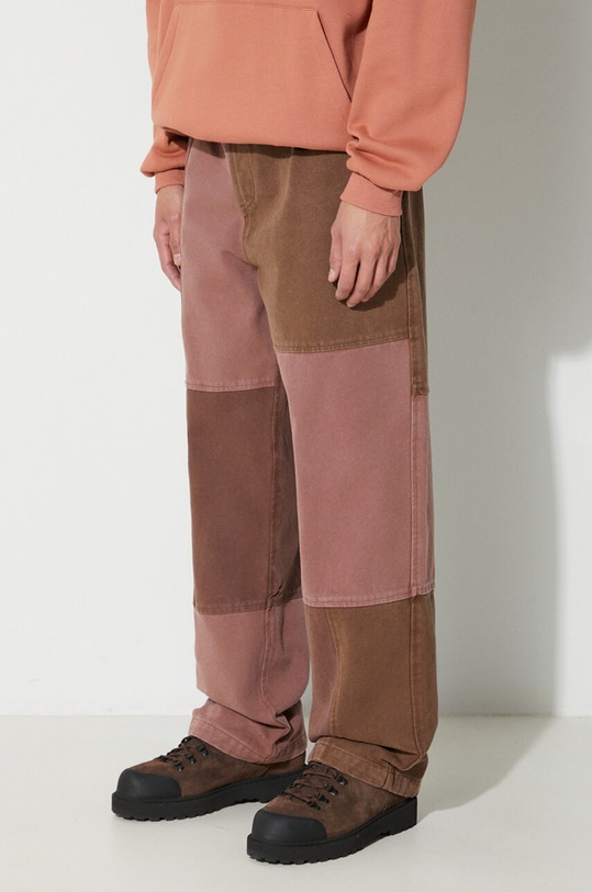 Butter Goods spodnie bawełniane Washed Canvas Patchwork Pants brązowy BGQ3234201