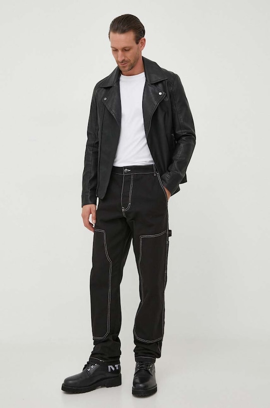 Bavlnené nohavice United Colors of Benetton bavlna čierna 41ACUE013.100