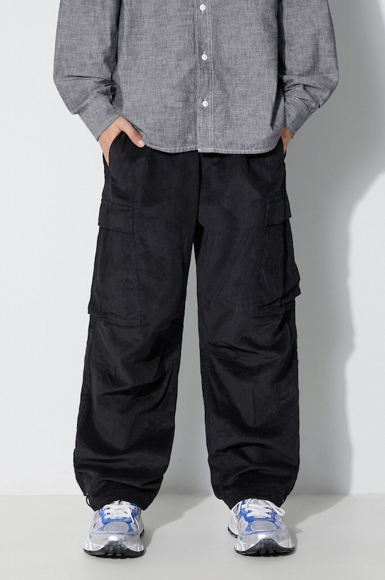 Maharishi pantaloni de catifea cord Utility Cargo Track Pants panza negru 4569.BLACK