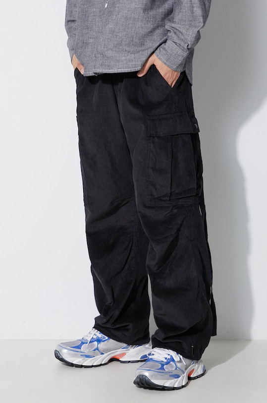 Maharishi pantaloni de catifea cord Utility Cargo Track Pants negru 4569.BLACK