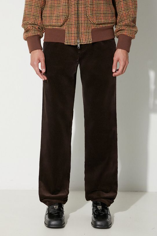 Norse Projects pantaloni de catifea cord Aros drept maro N25.0348.2022