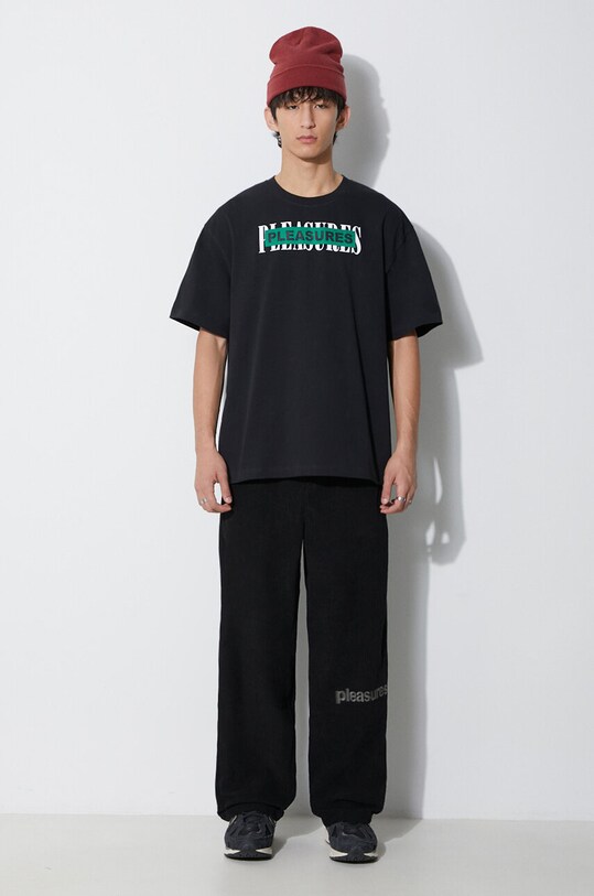 PLEASURES corduroy trousers Levy Corduroy Wide Pants P23F016.BLACK black AW23