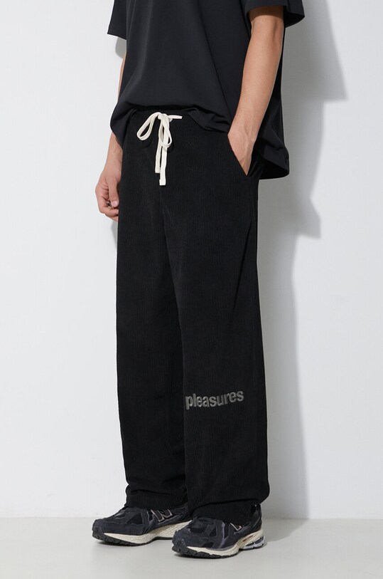 PLEASURES corduroy trousers Levy Corduroy Wide Pants black P23F016.BLACK