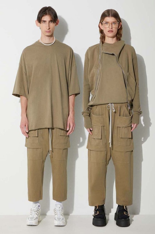 Rick Owens cotton trousers cotton green DU02C5371.RIG