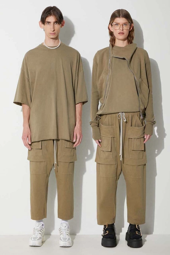 Rick Owens pantaloni in cotone cotone verde DU02C5371.RIG