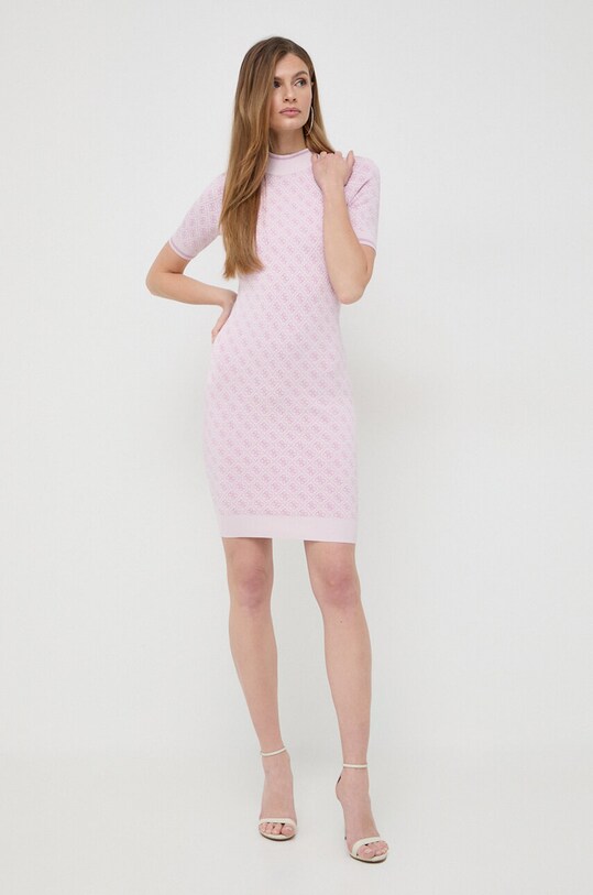 Šaty Guess LISE s elastanom ružová W3YK39.Z37K0