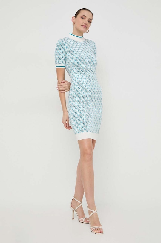 Šaty Guess LISE s elastanom modrá W3YK39.Z37K0