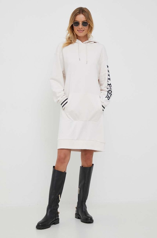 Bavlnené šaty Tommy Hilfiger WW0WW38844 béžová AW23