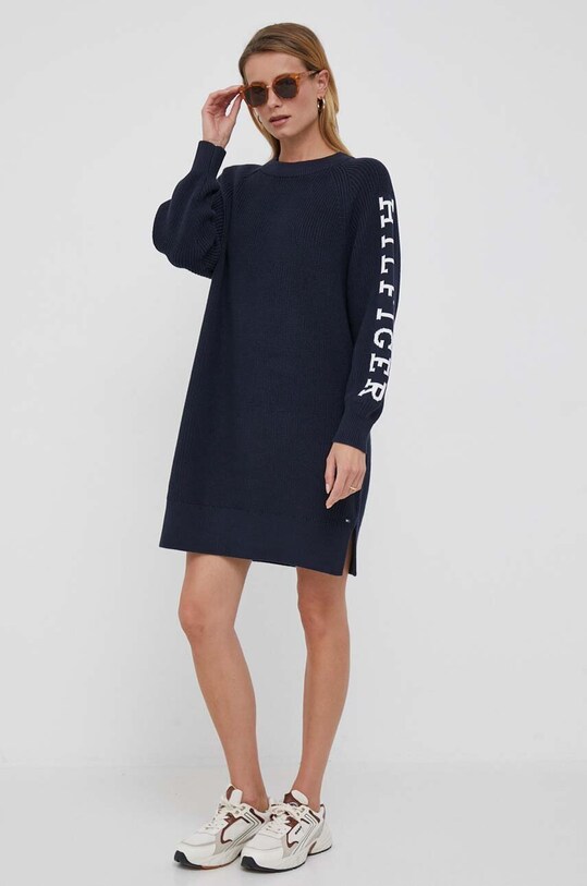 Oblečenie Bavlnené šaty Tommy Hilfiger WW0WW39375 tmavomodrá