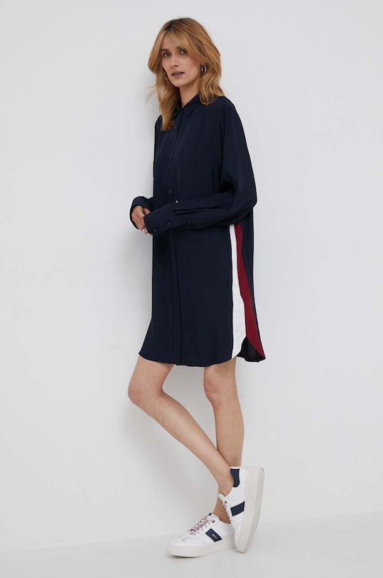 Tommy Hilfiger sukienka tkanina granatowy WW0WW39387