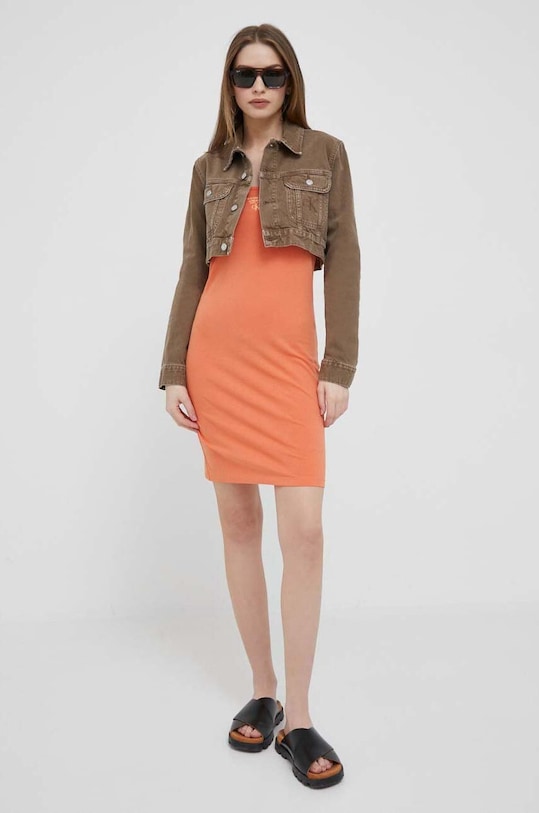 Calvin Klein Jeans sukienka J20J221406 pomarańczowy AW23