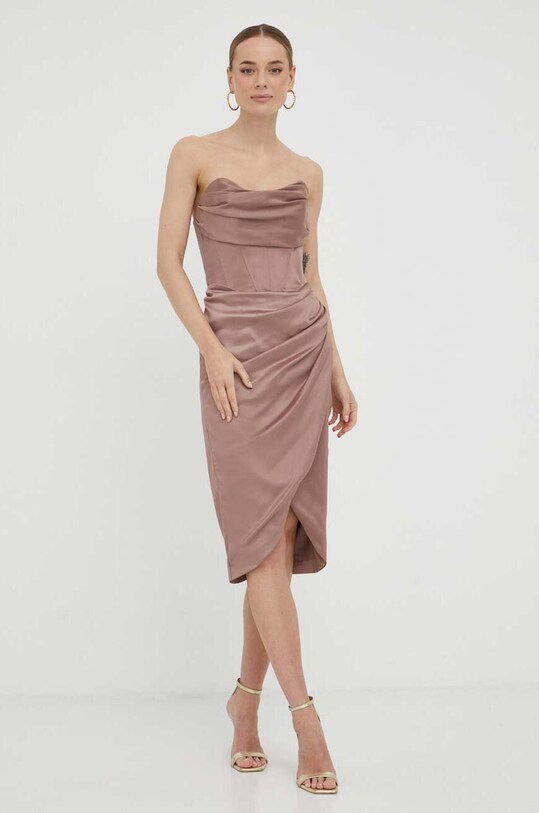 Haljina Bardot mini smeđa 57593DB2.LATTE