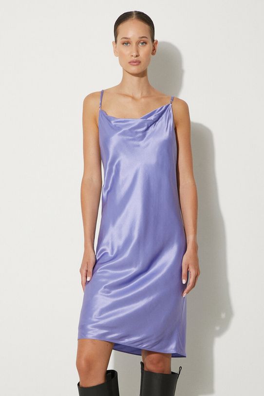 Φόρεμα από συνδιασμό μεταξιού Samsoe Samsoe στενό μωβ F23200091