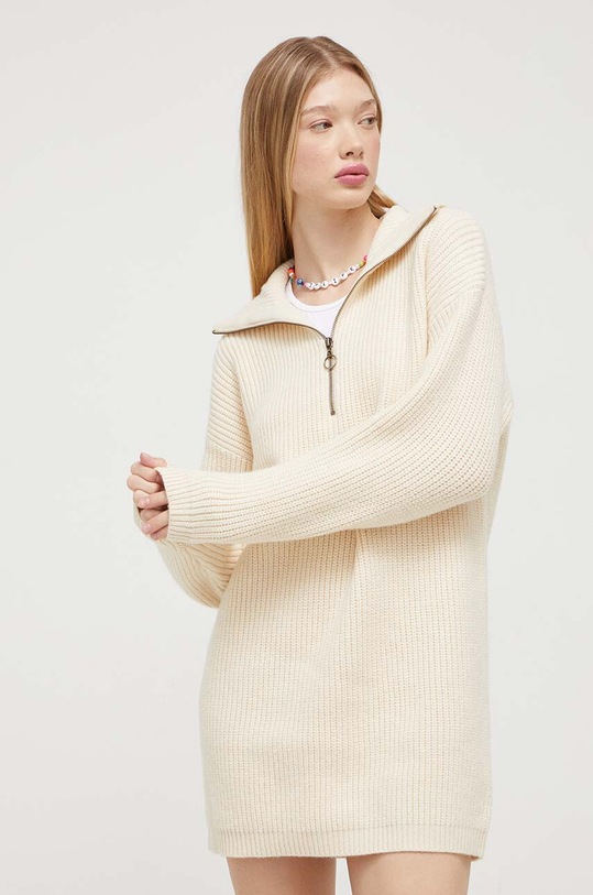 Billabong rochie din amestec de lana mini bej EBJKD00104