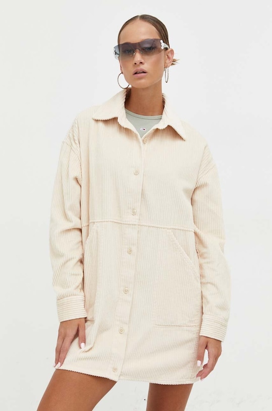 Billabong sukienka sztruksowa bawełna beżowy EBJWD00129