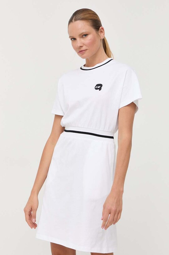 Odzież Karl Lagerfeld sukienka bawełniana 235W1350 biały