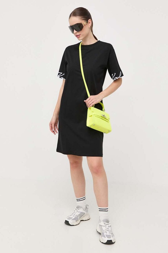 Karl Lagerfeld pamut ruha 235W1357 fekete AW23