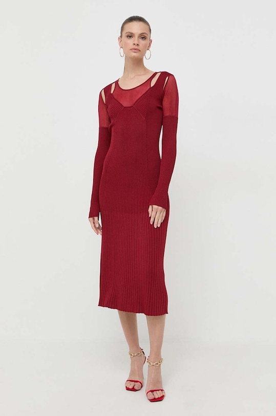 Patrizia Pepe sukienka 8A1152.K9J5 bordowy AW23