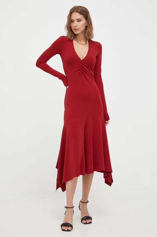 Patrizia Pepe sukienka midi bordowy 8A1181.J113