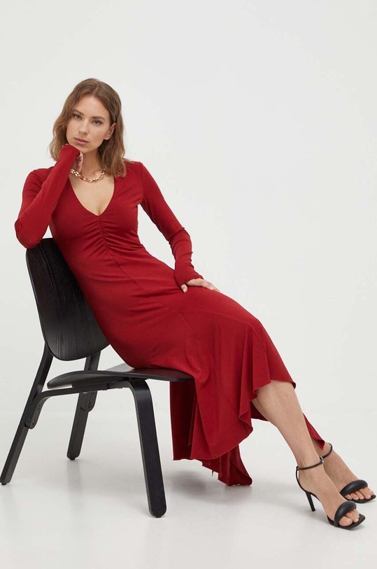 Patrizia Pepe sukienka 8A1181.J113 bordowy AW23
