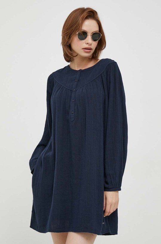 Βαμβακερό φόρεμα Pepe Jeans INDIA μακρύ σκούρο μπλε PL953396.594