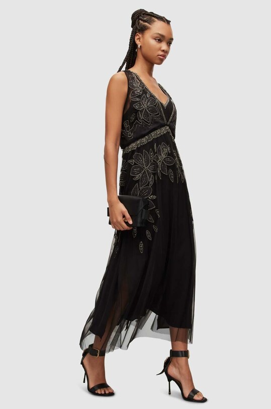 Рокля AllSaints щампа черен WD098Y