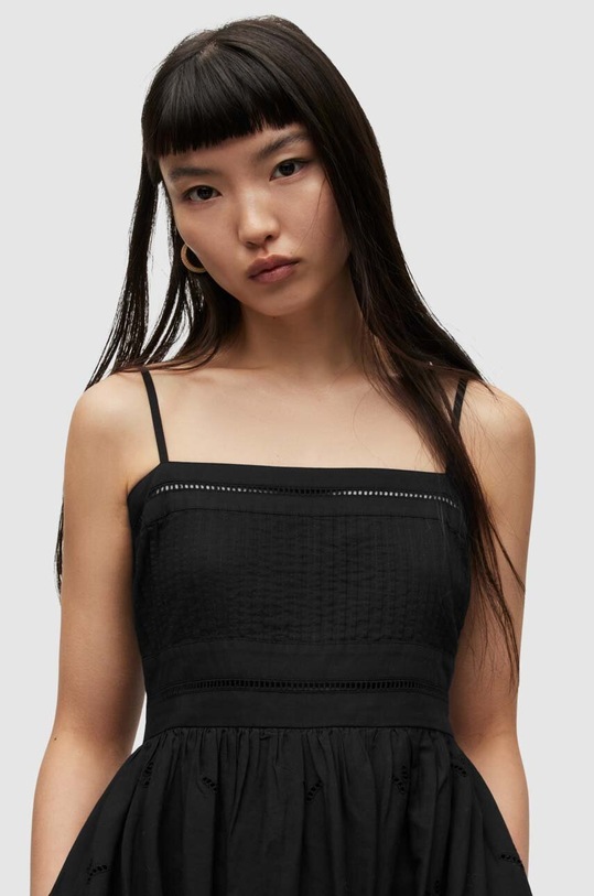 AllSaints sukienka bawełniana WHITLEY BRODERIE DRE WD255Y czarny AW23