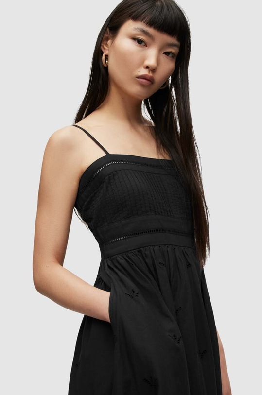 Odzież AllSaints sukienka bawełniana WHITLEY BRODERIE DRE WD255Y czarny