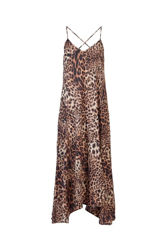 Βαμβακερό φόρεμα AllSaints καφέ WD351Y