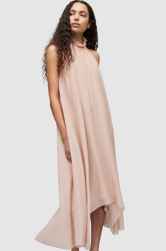 Hodvábne šaty AllSaints WD363Y ružová AW23