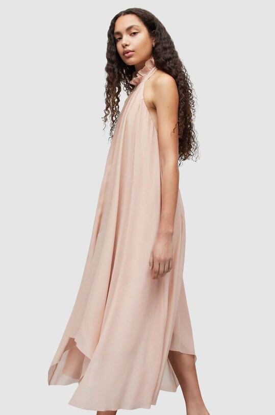 Дрехи Копринена рокля AllSaints WD363Y розов